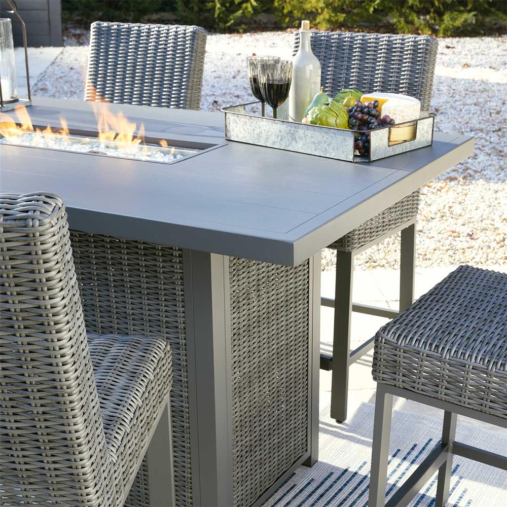 Counter height patio table with built in firepit 